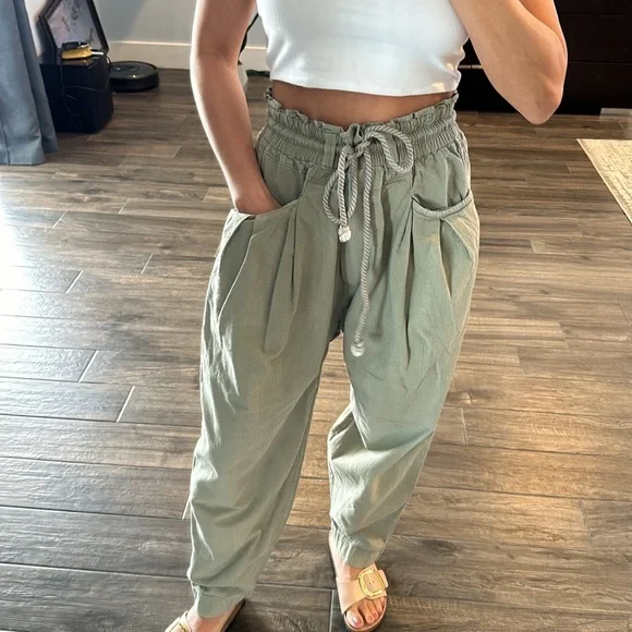 Free People high waist paper bag pants - Picture 3 of 5